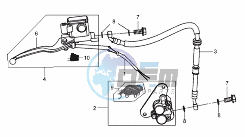 VOORBRAKE CALIPER / BRAKE LEVER /BRAKE LINES