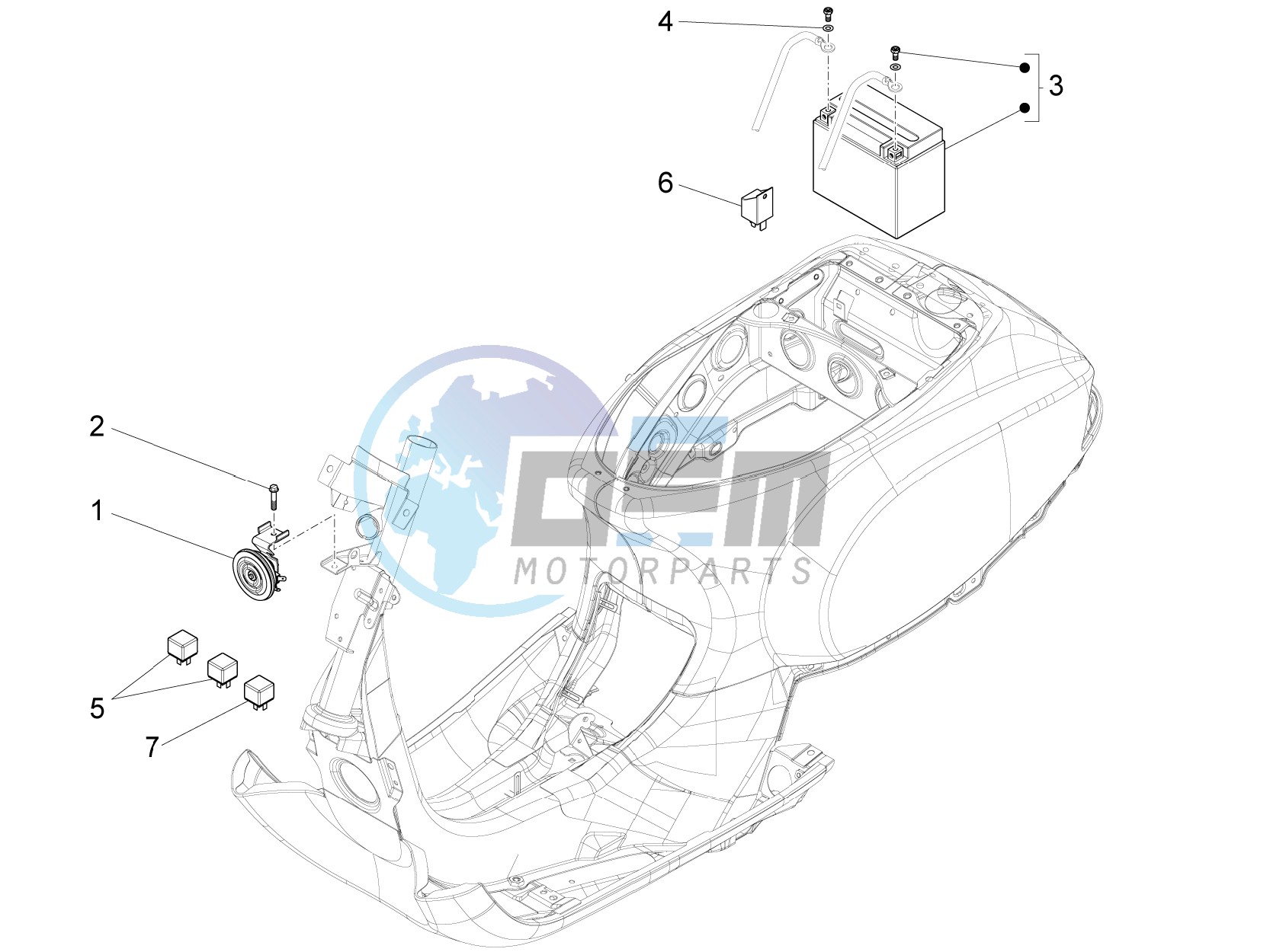 Control switches - Battery - Horn