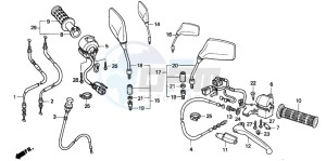 CB250 TWO FIFTY drawing HANDLE LEVER/SWITCH/CABLE (2)