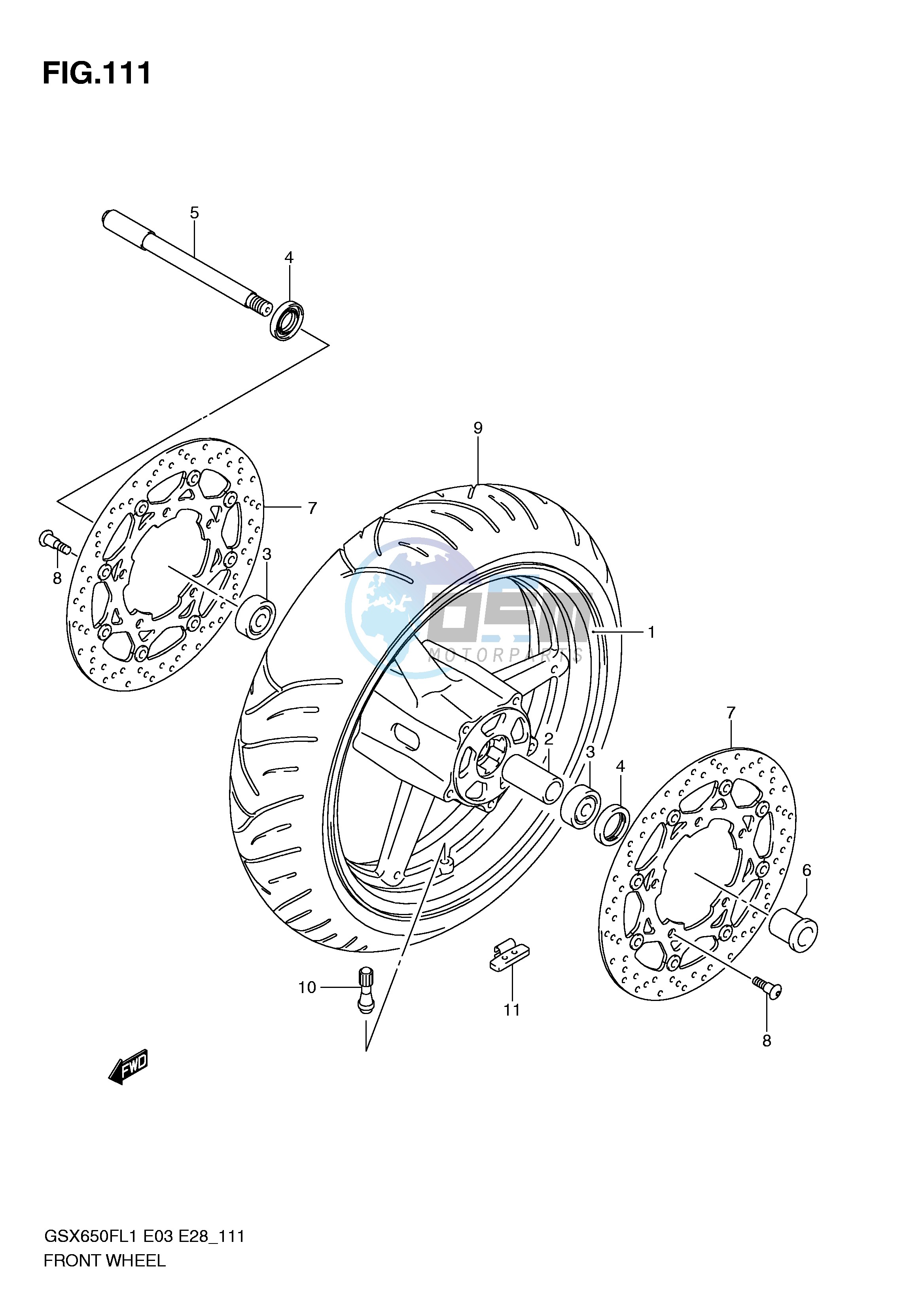 FRONT WHEEL (GSX650FL1 E28)