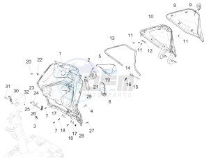 Liberty 125 iGet 4T 3V ie ABS (APAC) drawing Front glove-box - Knee-guard panel