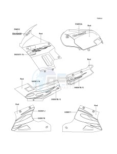 EX 250 F [NINJA 250R] (6F-7F) F6F drawing DECALS-- RED- --- F6F- -