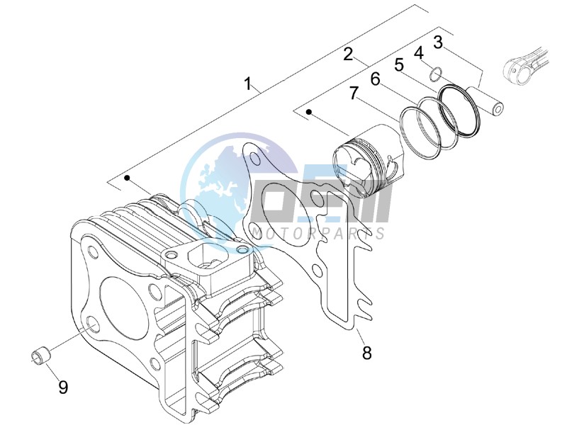 Cylinder-piston-wrist pin unit