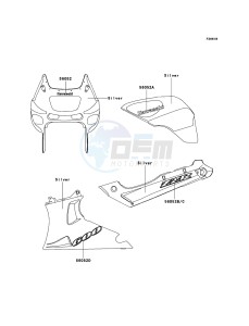 ZZR600 ZX600-E13H GB XX (EU ME A(FRICA) drawing Decals(Silver)