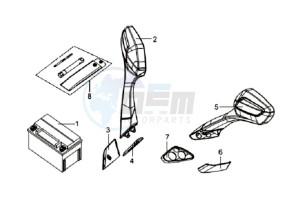 GTS 125 drawing MIRRORS L / R / BATTERY