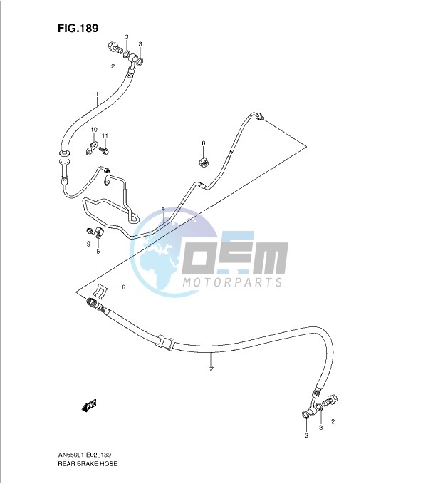 REAR BRAKE HOSE (AN650AL1 E2)