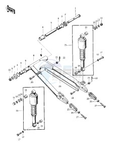 KZ 400 D (D) drawing SWING ARM_SHOCK ABSORBERS -- 74 -75 KZ400_KZ400D- -