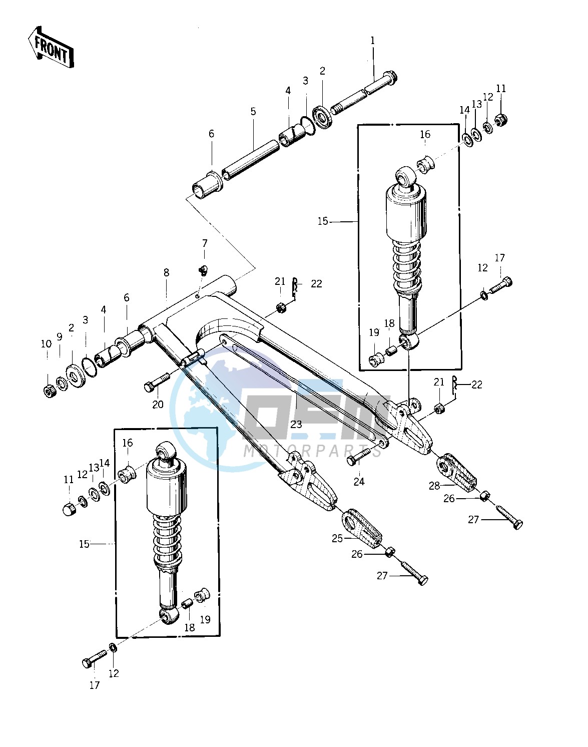 SWING ARM_SHOCK ABSORBERS -- 74 -75 KZ400_KZ400D- -