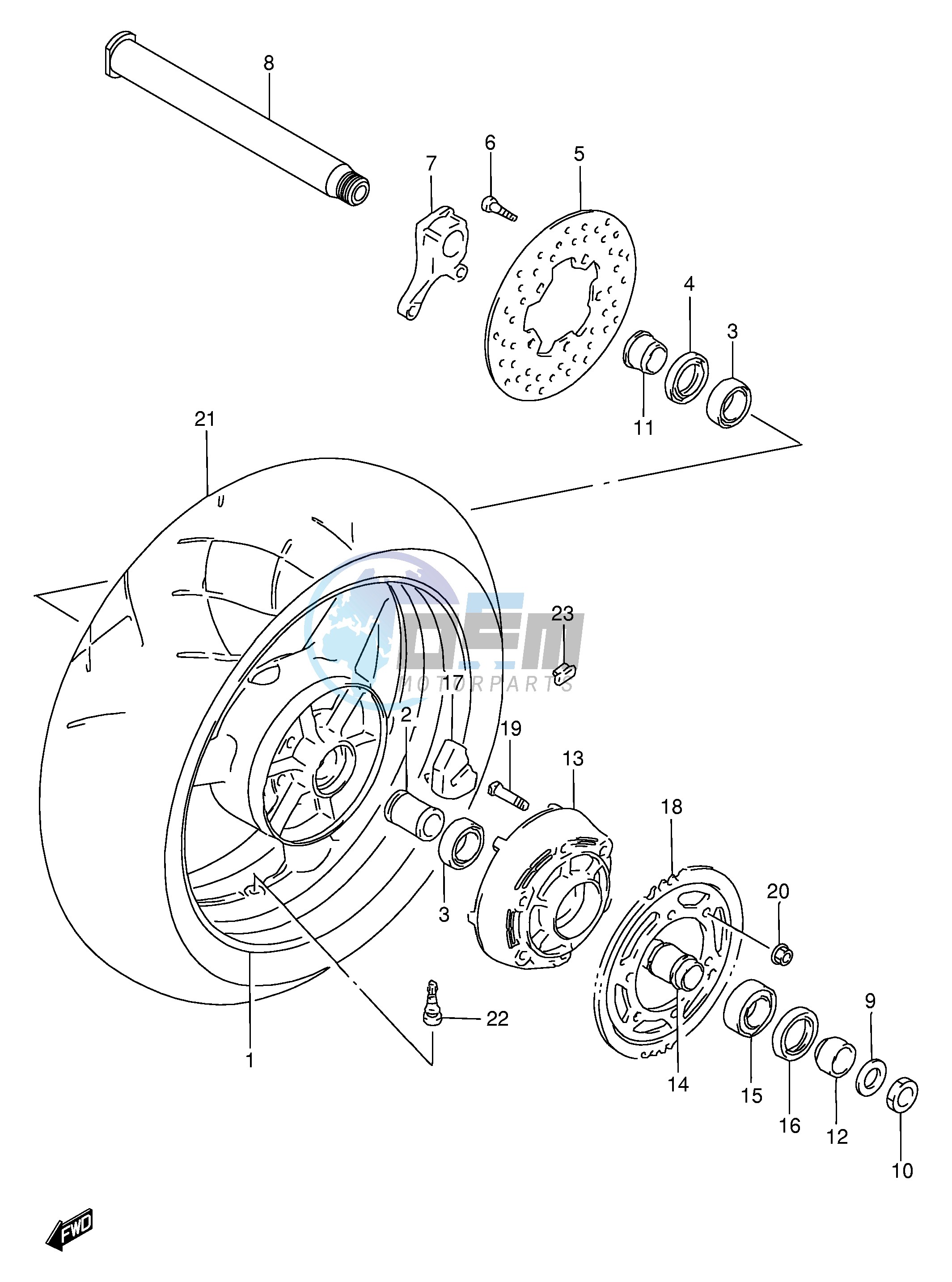 REAR WHEEL (MODEL W X)