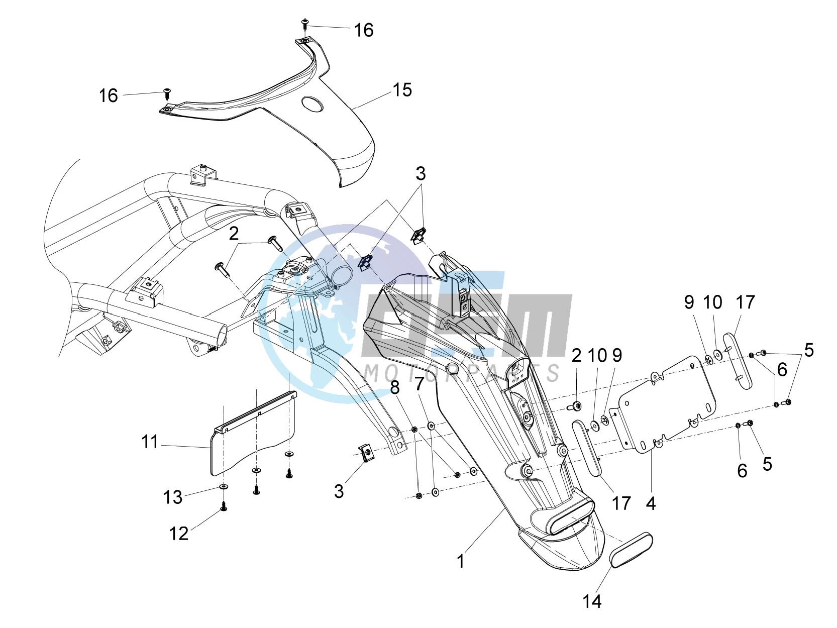 Rear cover - Splash guard