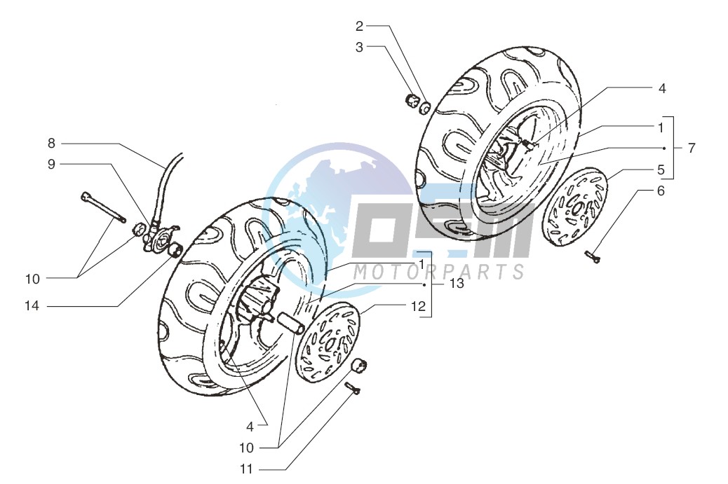 Front wheel-Rear wheel