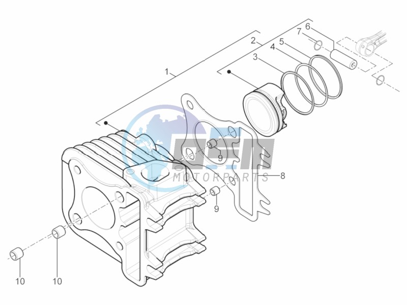 Cylinder-piston-wrist pin unit