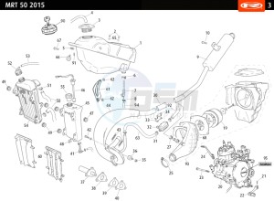 MRT-50-ORANGE drawing COMPLETE ENGINE - EXHAUST - FUEL TANK