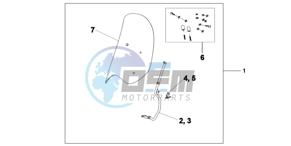 WINDSHIELD WITHOUT KNUCKLE VISOR