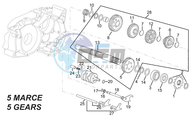 Driven shaft - 5 GEARS