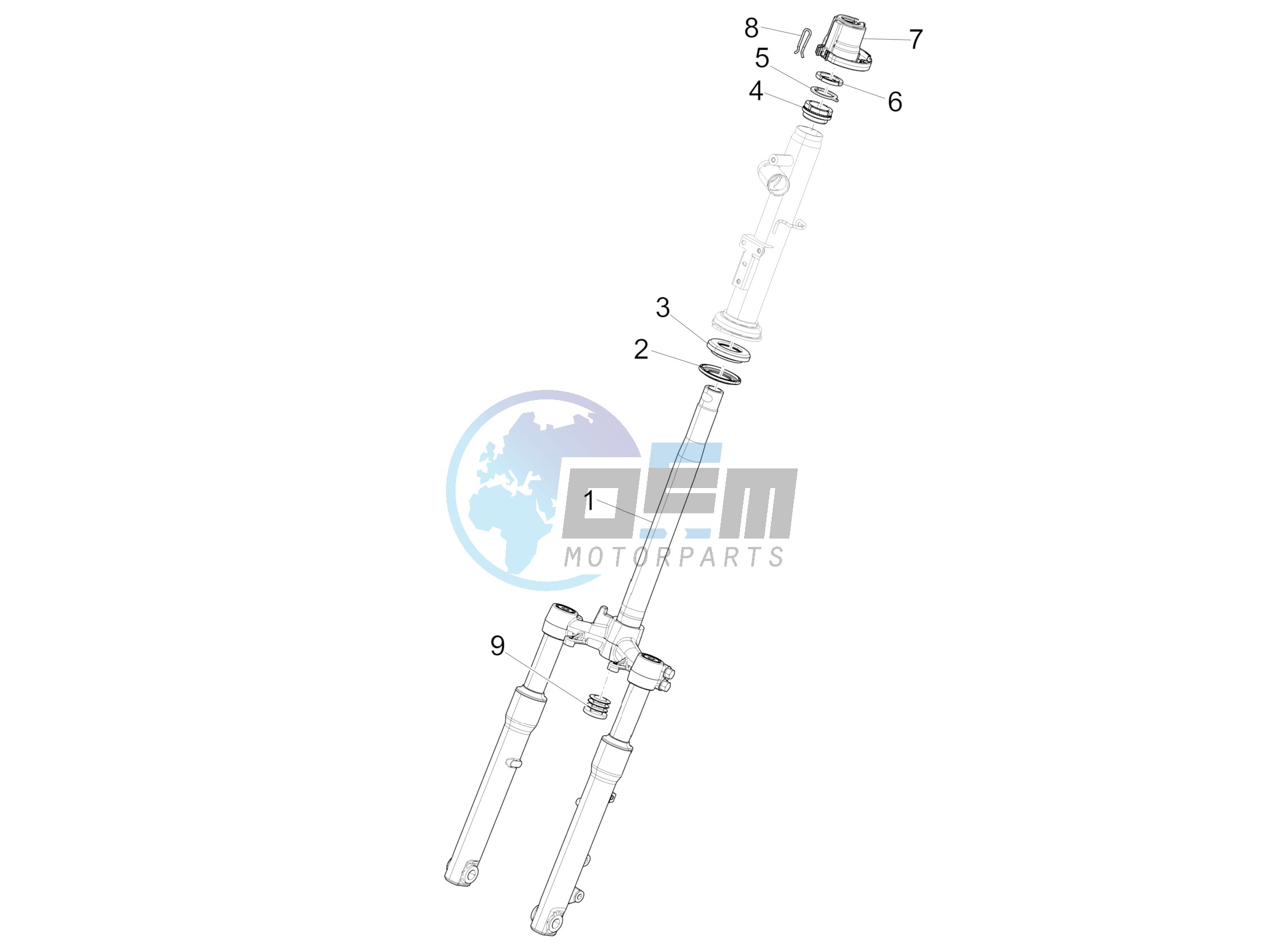 Fork/steering tube - Steering bearing unit