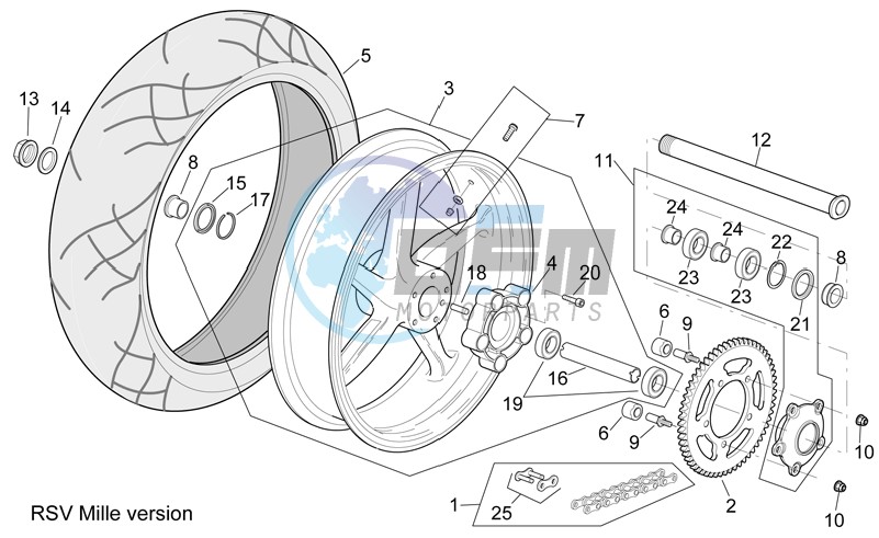 Rear wheel RSV Mille Version