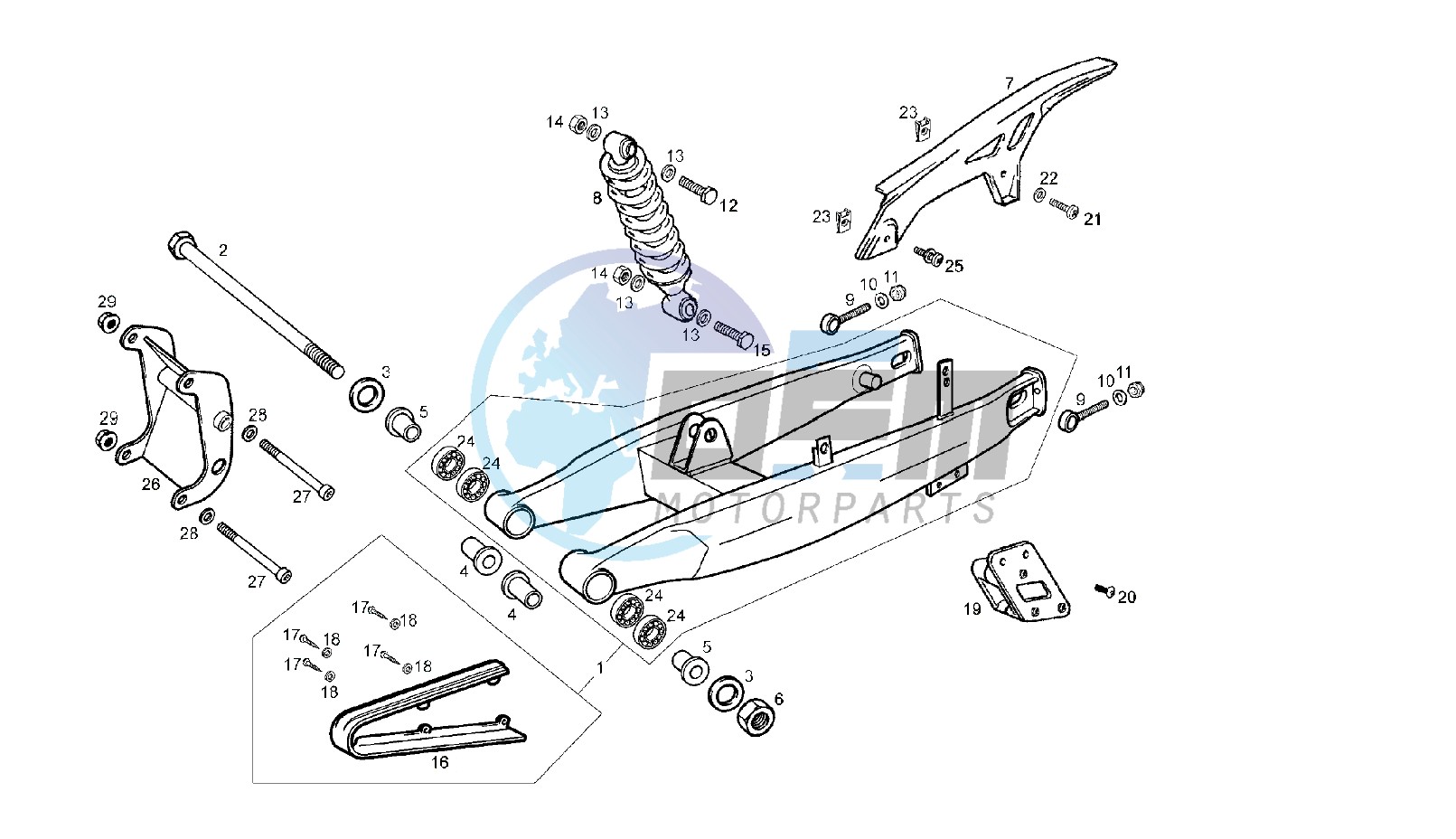 SWING ARM - SHOCK ABSORBER MY07