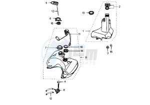 X–FIGHT - 50 cc drawing FUEL AND OIL TANK