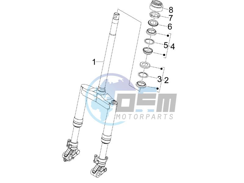 Fork steering tube - Steering bearing unit