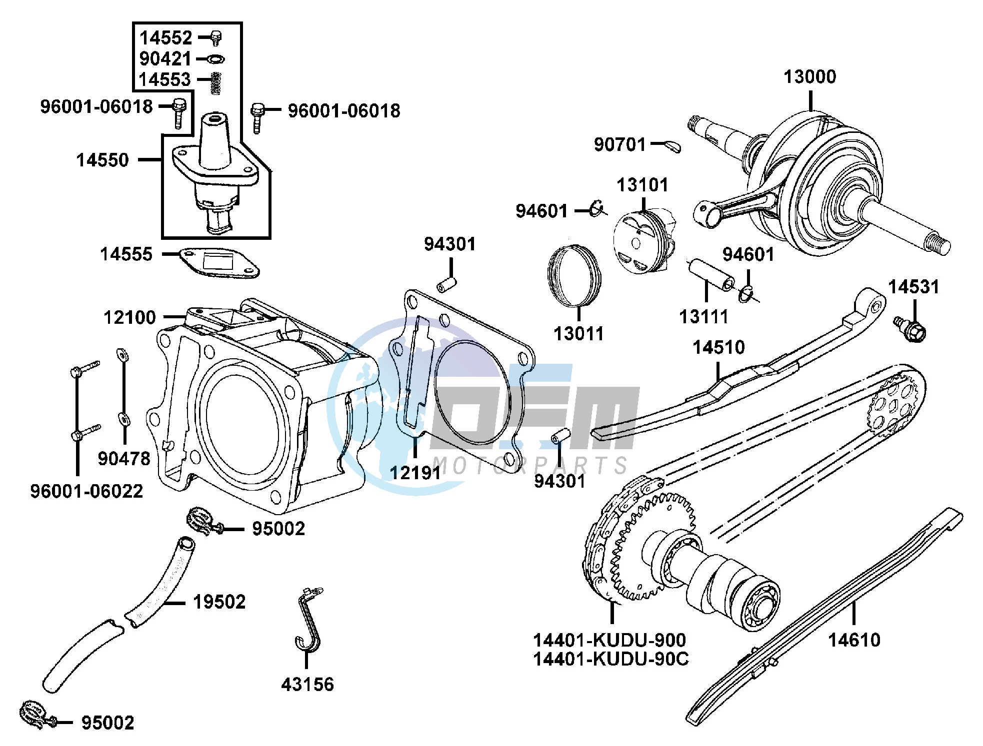 Cylinder  - Piston  - Crankshaft