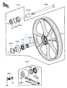 KZ 440 D [LTD BELT] (D2-D5) [LTD BELT] drawing FRONT WHEEL_HUB -- KZ440-D5- -