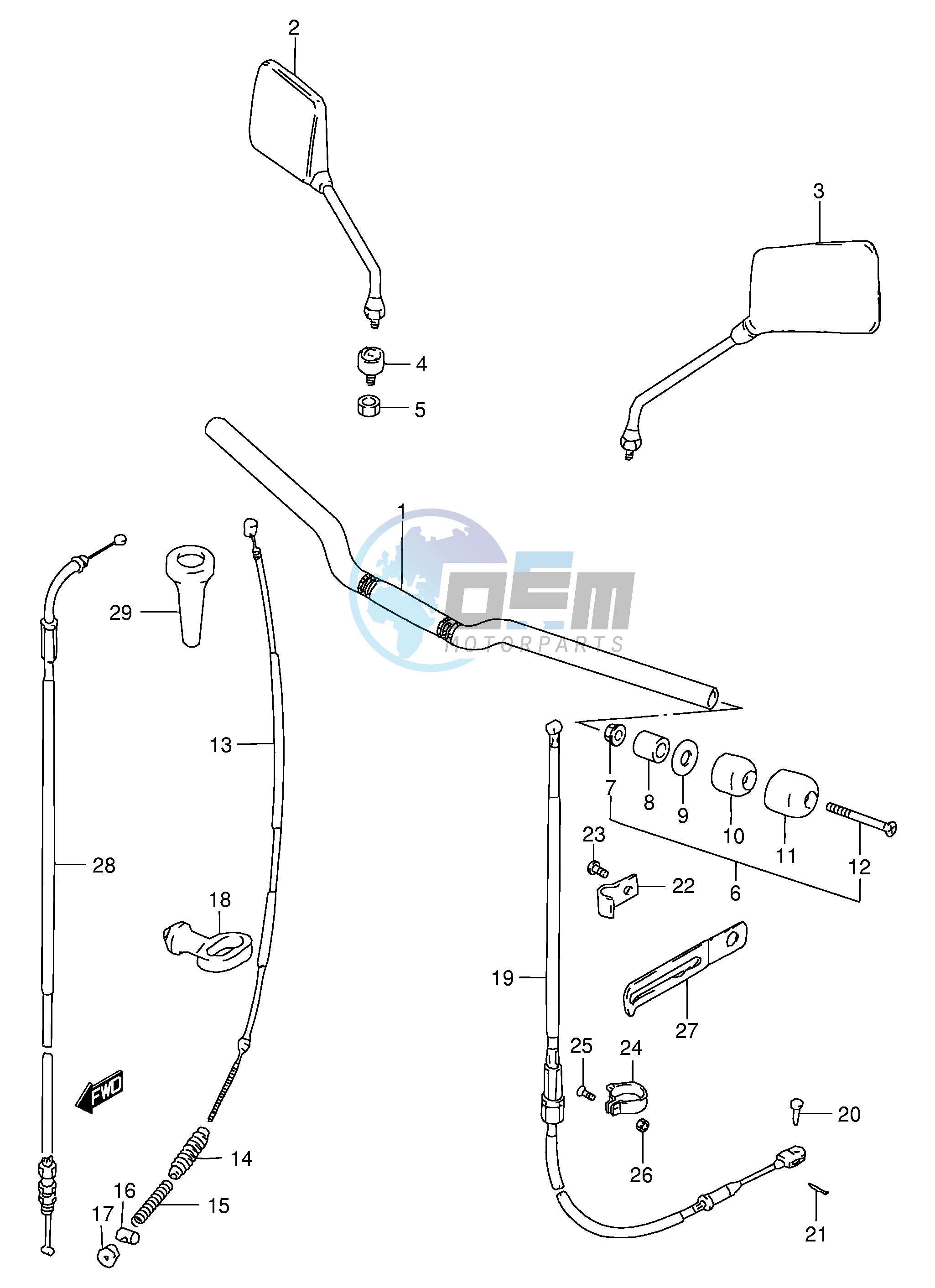 HANDLEBAR - FRONT CABLE (GS125UR)