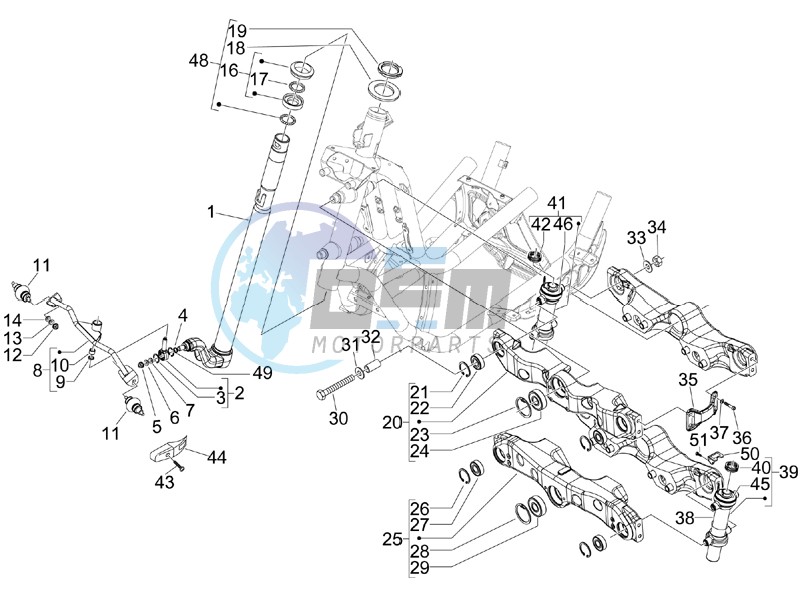 Fork steering tube - Steering bearing unit