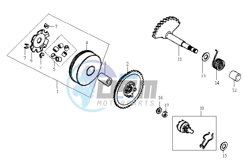 DRIVE PULLEY - GEARED SHAFT