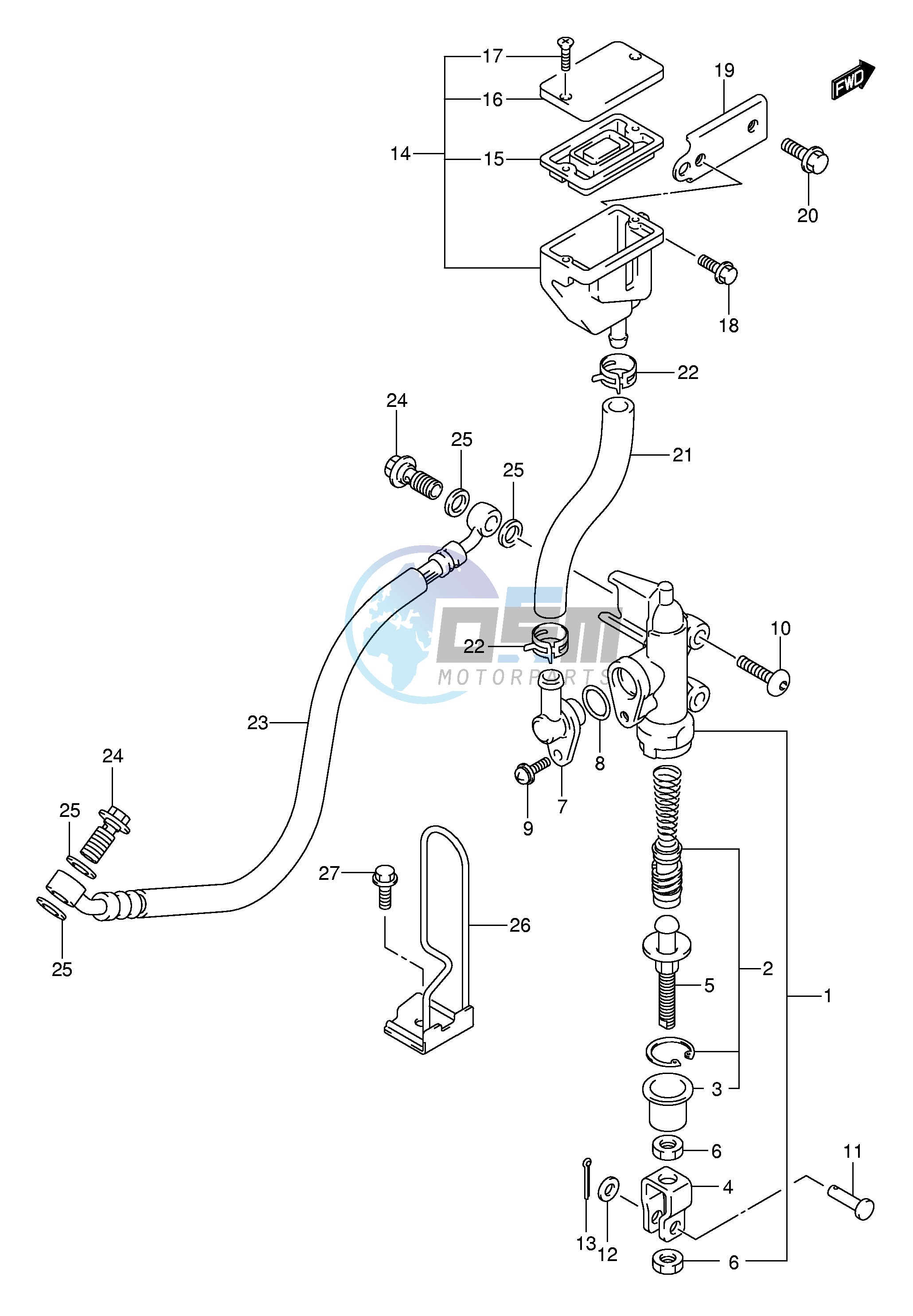 REAR MASTER CYLINDER (SV1000K3 U1K3 U2K3 K4 U1K4U2K4 SK4 S1K4 S2K4)