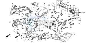 CB1300F1 CB1300SUPER FOUR drawing FR. COWL/SIDE COWL/WINDSC REEN