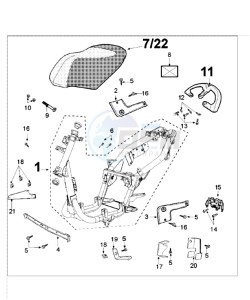 VIVA 3 L 125 4T drawing FRAME AND SADDLE