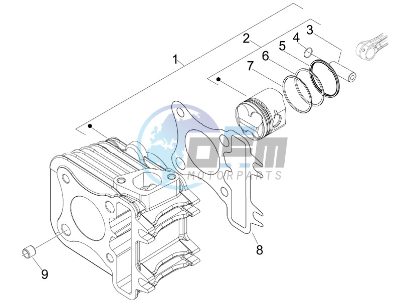 Cylinder-piston-wrist pin unit