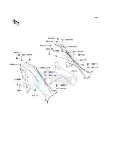 KVF 750 D [BRUTE FORCE 750 4X4I] (D8F-D9F) D9F drawing SIDE COVERS