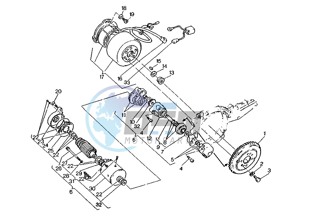 FLYWHEEL-STARTING MOTOR