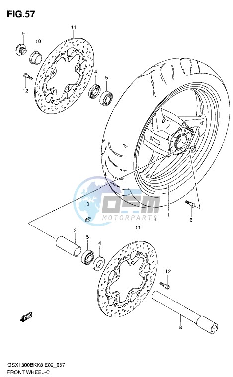 FRONT WHEEL (GSX1300BKK8/U2K8/K9/UFK9/L0/UFL0)