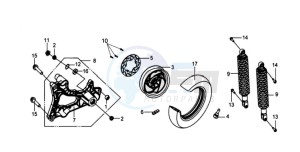 GTS 125 EURO 3 drawing REAR WHEEL / REAR SUSPENSION