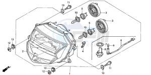 CBR1100XX SUPER BLACKBIRD drawing HEADLIGHT