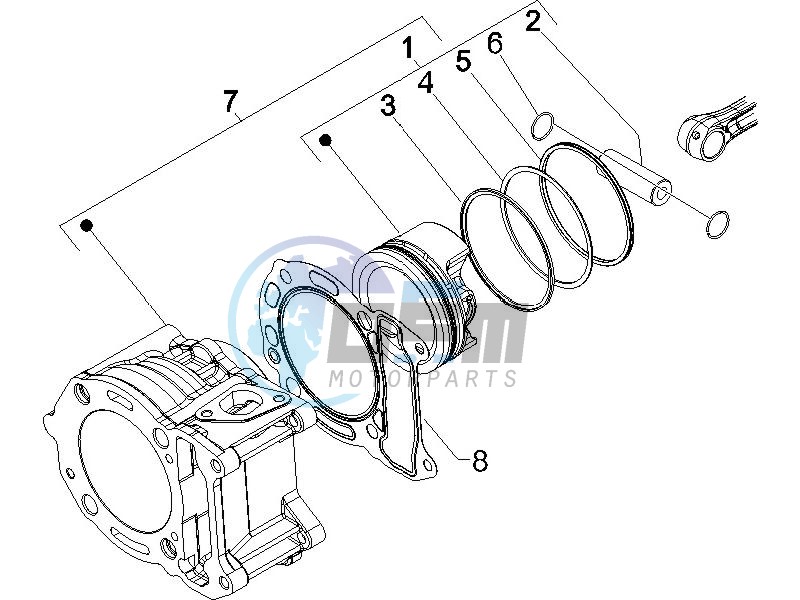 Cylinder - Piston - Wrist pin unit