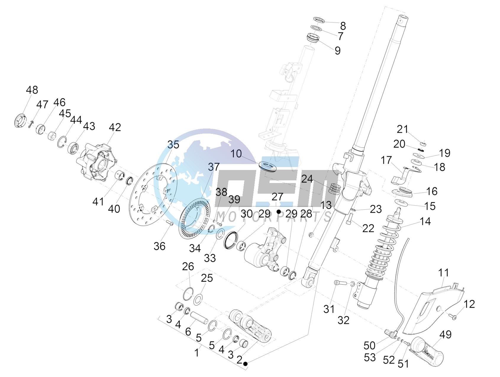 Fork/steering tube - Steering bearing unit