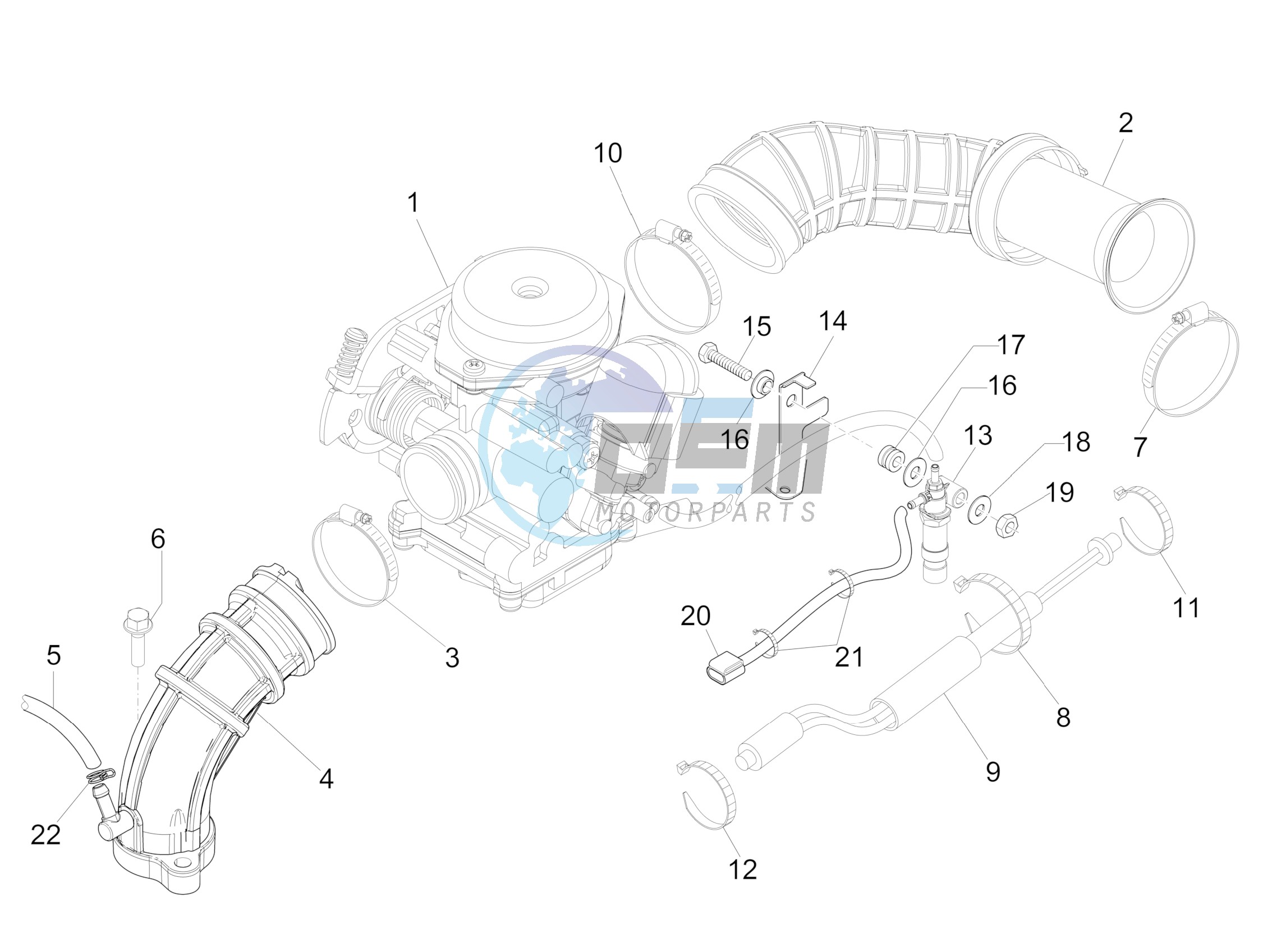 Carburettor, assembly - Union pipe