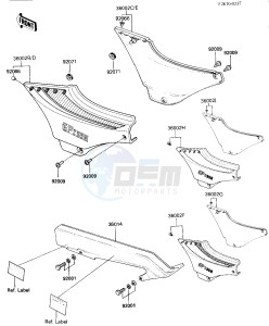 ZX 550 A [GPZ] (A1-A3) [GPZ] drawing SIDE COVERS_CHAIN COVER -- ZX550-A1_A2- -