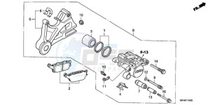 CBF10009 UK - (E / MKH) drawing REAR BRAKE CALIPER (CBF1000)