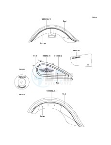 VN 1500 N [VULCAN 1500 CLASSIC FI] (N1-N3) [VULCAN 1500 CLASSIC FI] drawing DECALS-- RED_BEIGE- --- VN1500-N1- -