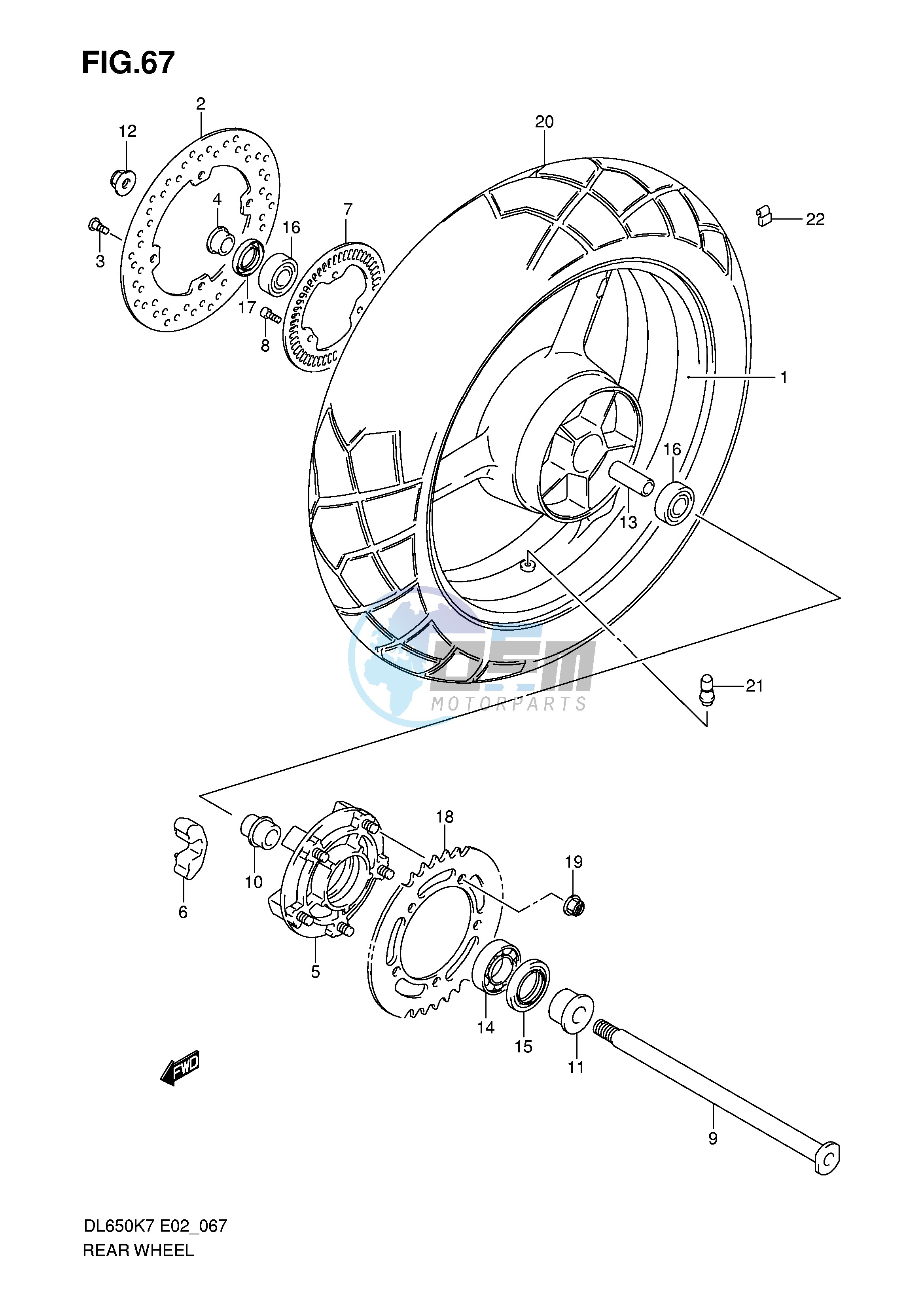 REAR WHEEL (DL650AK7 AK8 AK9 AL0 AUEL0)