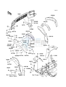 MULE 4010 DIESEL 4x4 KAF950FBF EU drawing Front Fender(s)