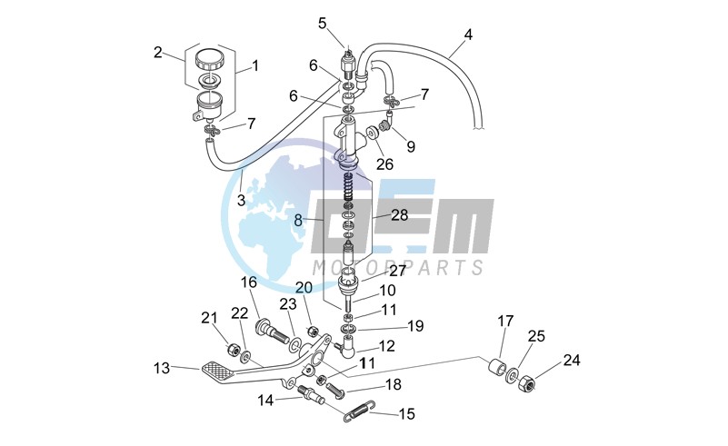 Rear master brake cylinder