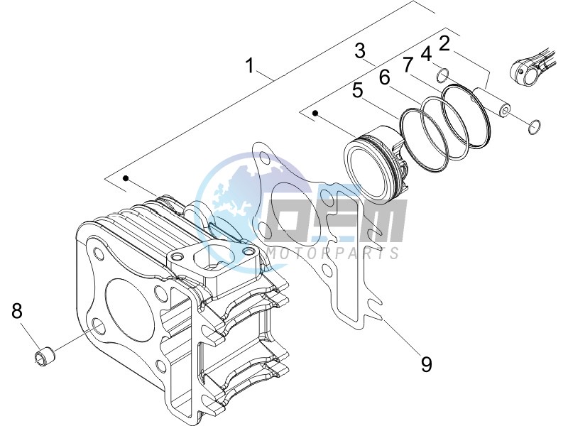 Cylinder-piston-wrist pin unit