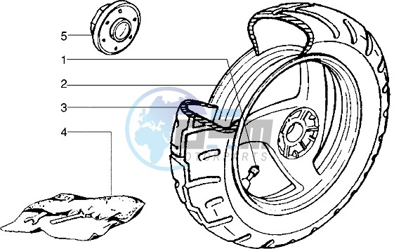 Rear wheel (Vehicle with rear drum brake)