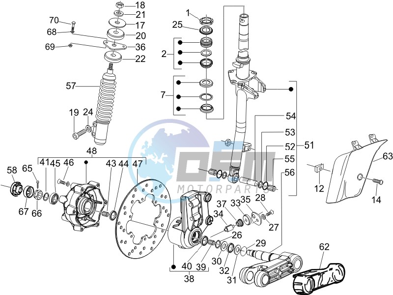 Fork - steering tube - Steering bearing unit